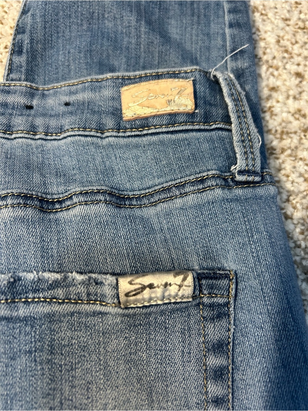Seven7 Blue Skinny Jeans with Pearl Accents - Picture 4 of 4